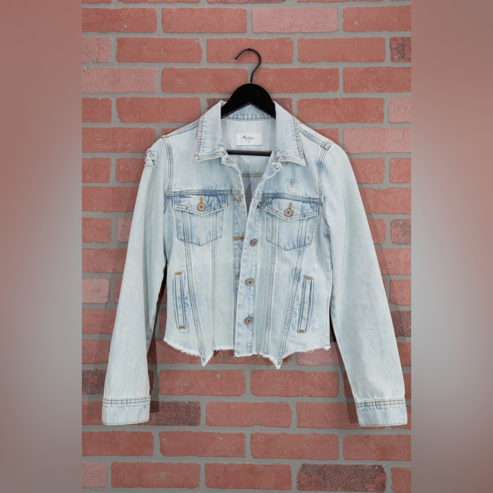 KanCan Light Wash Distressed Denim Jacket - XS
